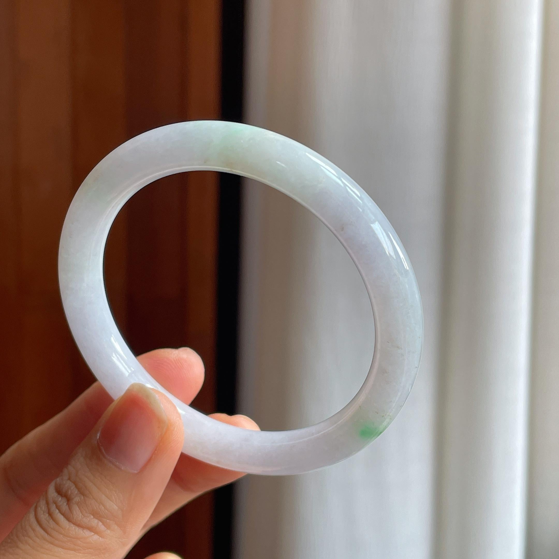 糯冰带色翡翠圆条手镯（54.3mm）（yc373958）