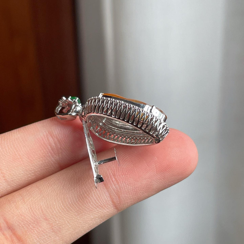 18k金镶冰种黄翡叶子（yc250558）