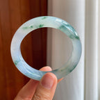 冰种飘花带紫翡翠平安镯（53.2mm）（yc358363）