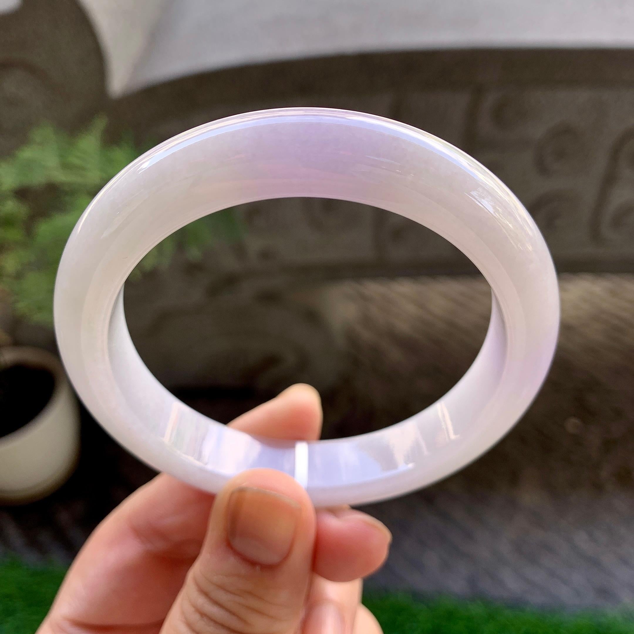 细糯种淡紫罗兰平安镯（58.4mm）（yc229799）