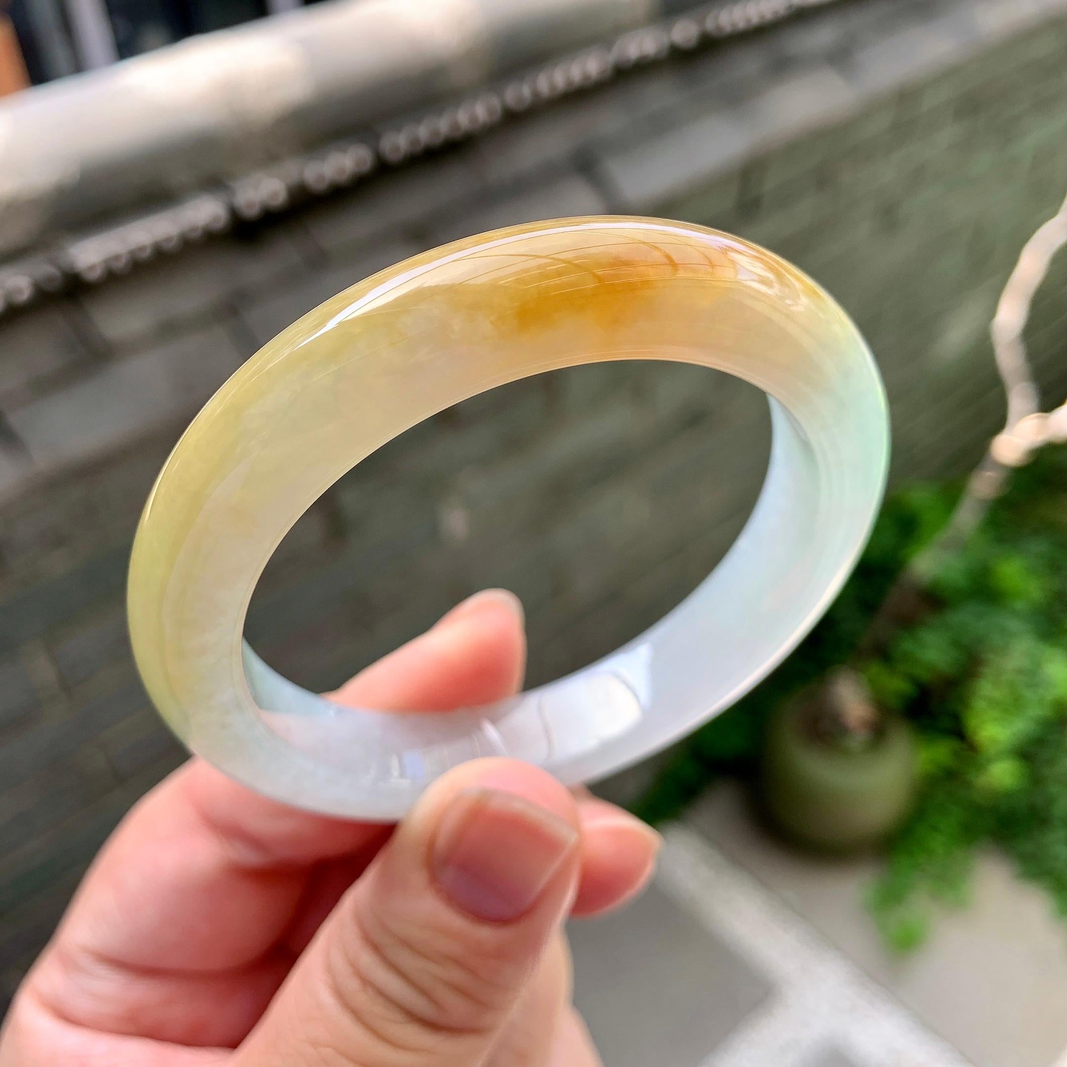细糯种黄翡平安镯（52.8mm）（yc235447）