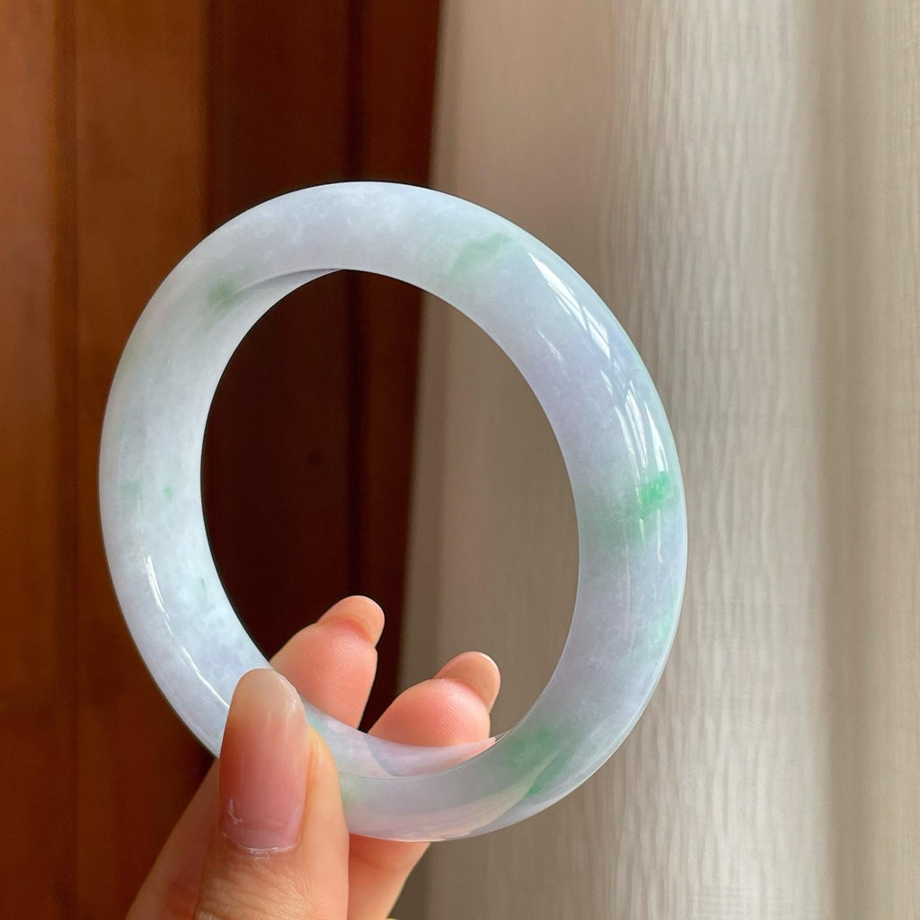 糯冰带色翡翠平安镯（58mm)（yc345408）