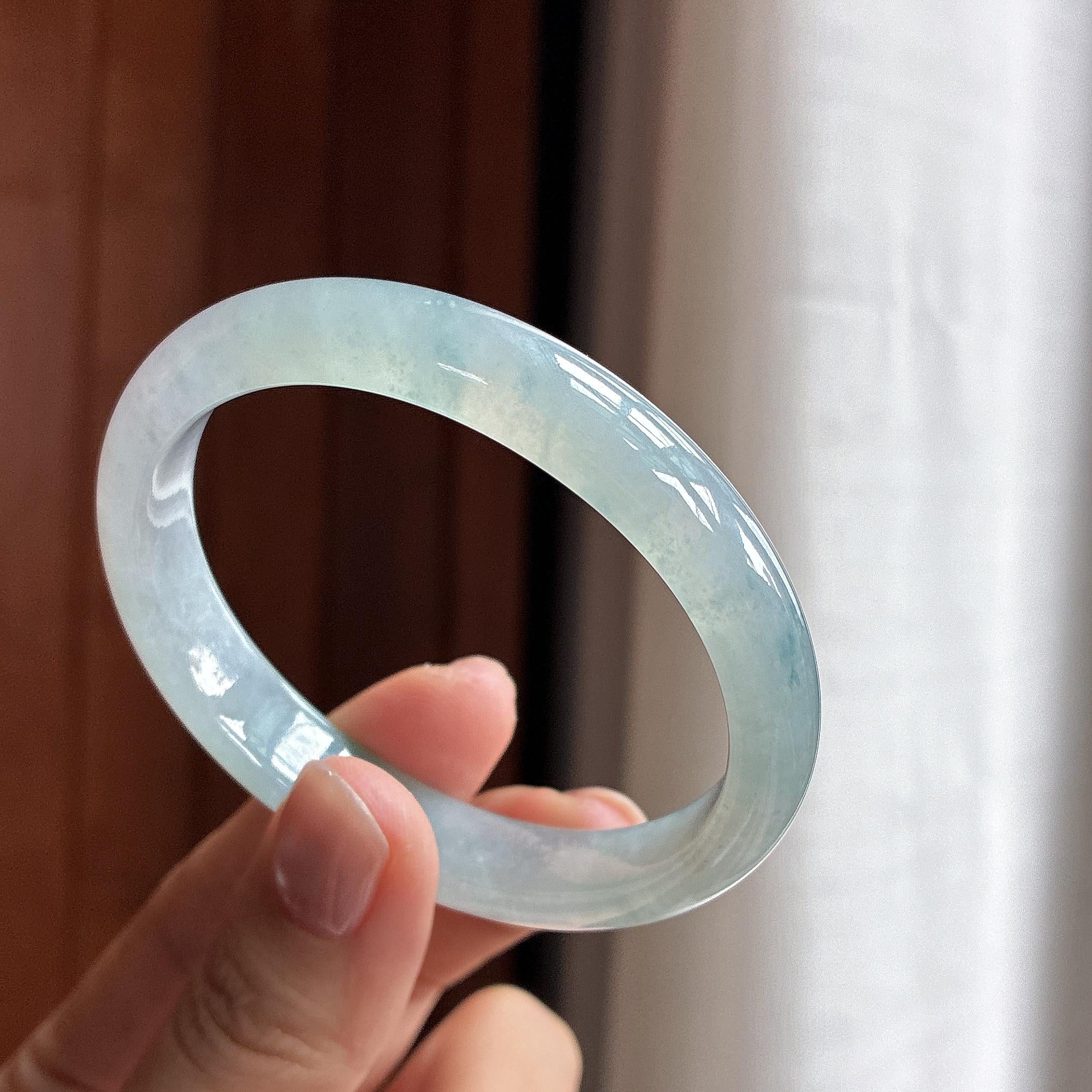 糯冰飘花贵妃镯 55圈 天然缅甸A货翡翠（yc463214）