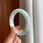 糯冰飘花翡翠平安镯（55.5mm)（yc373930）