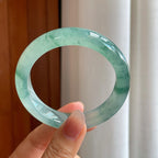 冰种飘花翡翠平安镯（57.4mm)（yc313033）