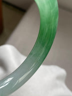 糯冰种飘阳绿圆条手镯56.6圈     天然缅甸A货翡翠（yc378726）
