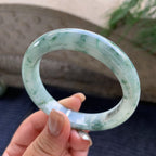 细糯种飘蓝花正圈平安镯  57.3圈口  天然缅甸A货翡翠（yc424745）