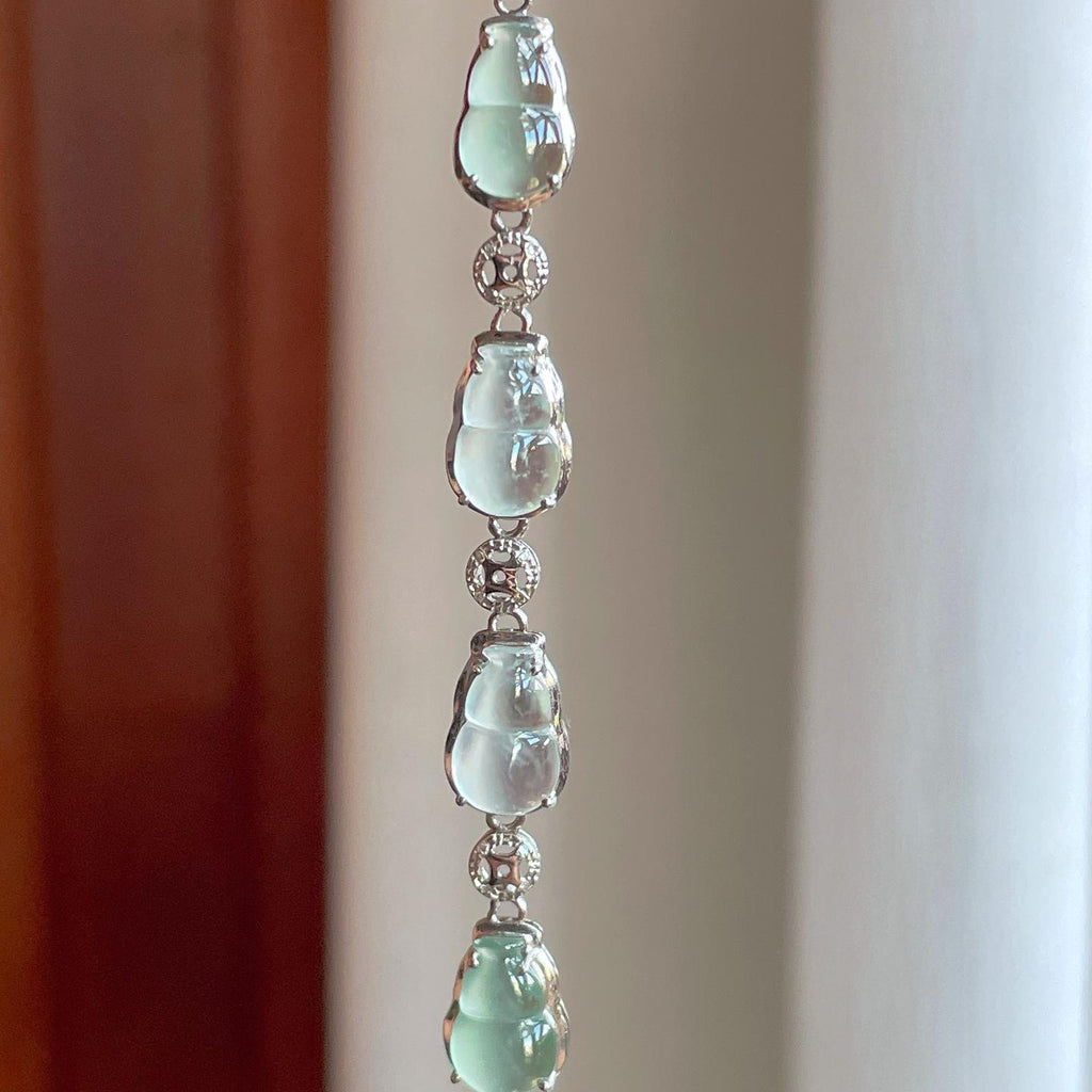 18k金镶冰种翡翠葫芦手链（yc259083）