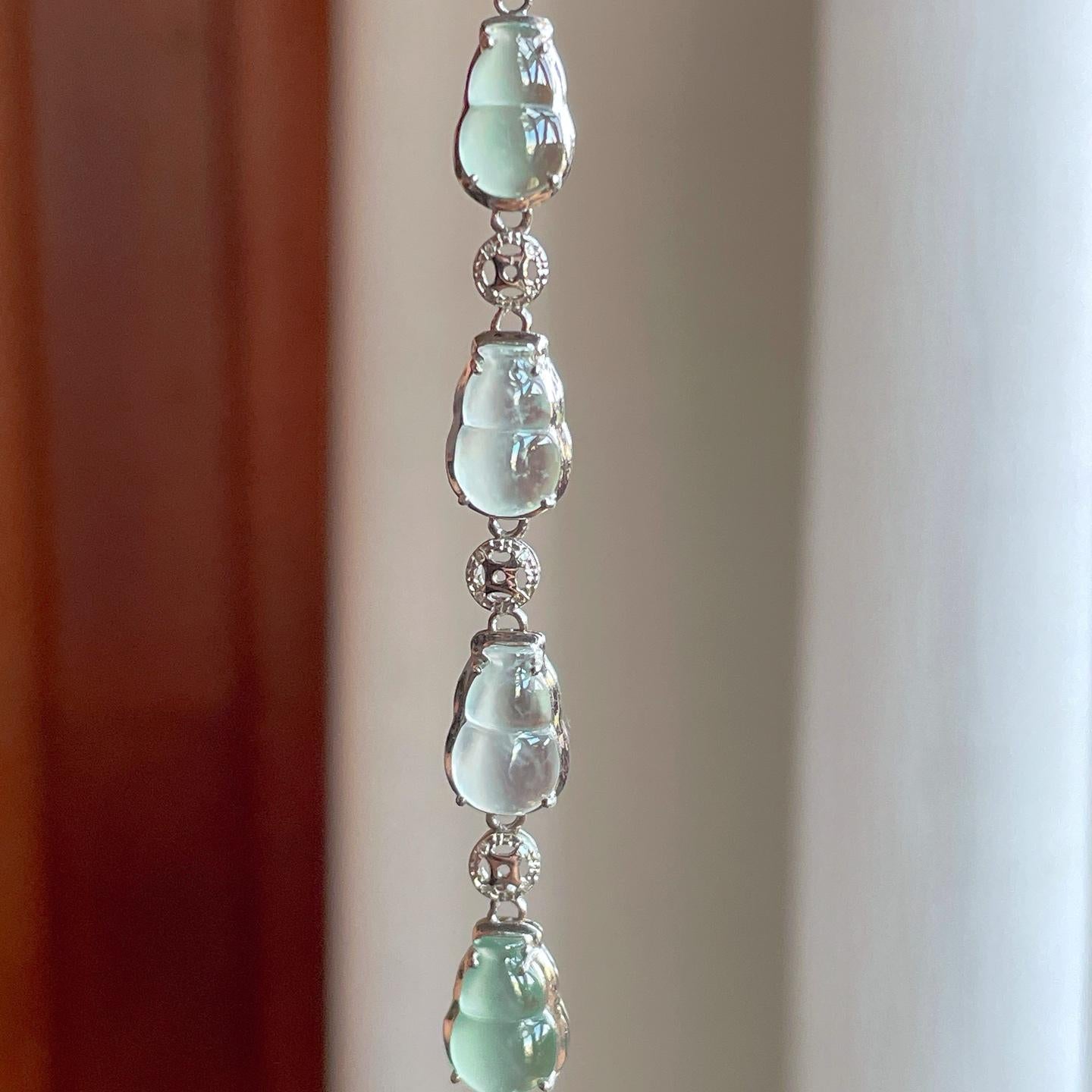 18k金镶冰种翡翠葫芦手链（yc259083）