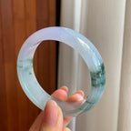 冰种紫罗兰飘花宽版翡翠平安镯（57mm）（yc335314）