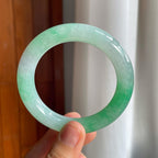 糯冰带色圆条翡翠手镯（54mm）（yc225097）
