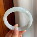 糯冰种飘花翡翠平安镯（56.2mm）（yc216826）