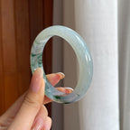 糯冰飘花翡翠平安镯（55.4mm)（yc415331）