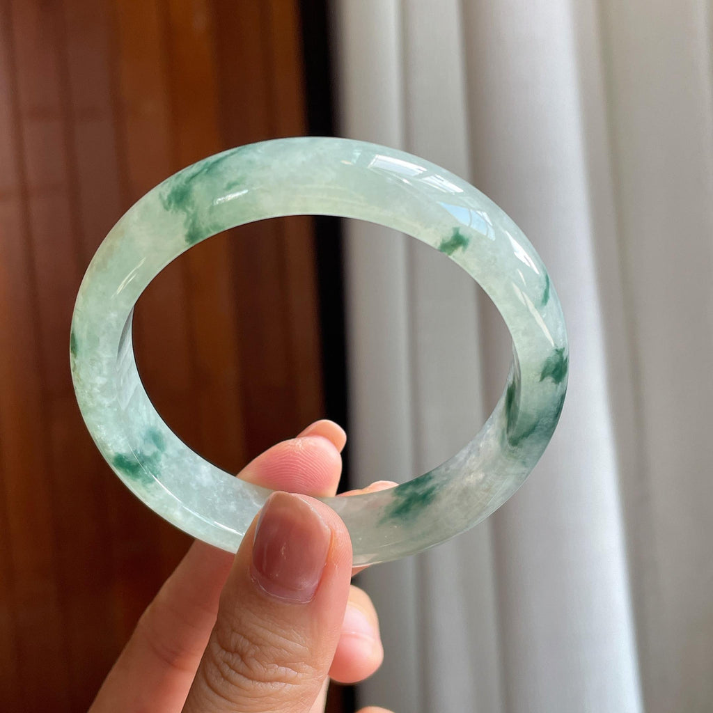 糯冰飘花翡翠平安镯（58.5mm）（yc285958）