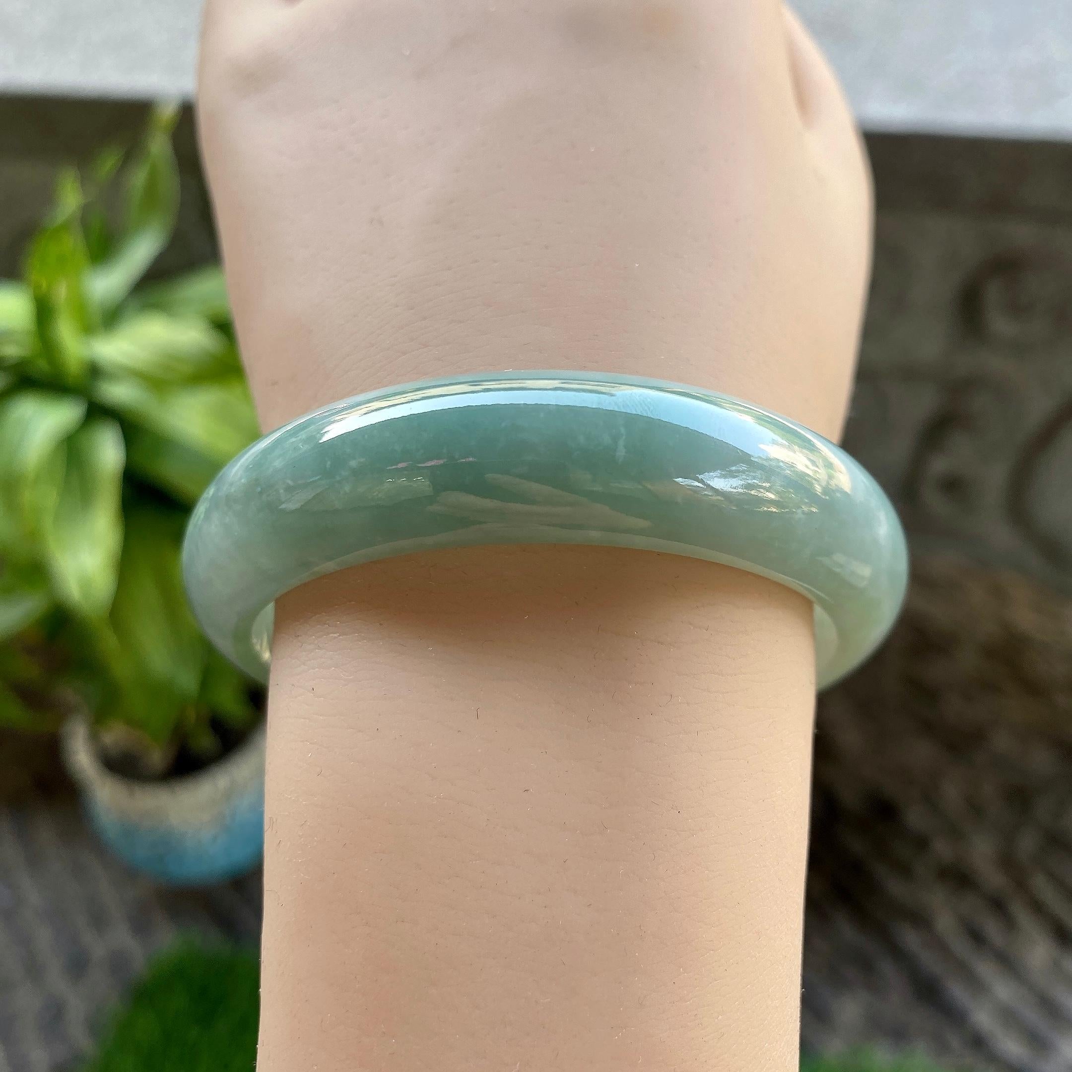 细糯种油青宽版轮胎手镯（56.3mm）（yc311874）