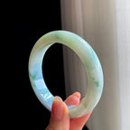糯冰飘花带紫翡翠平安镯（57.5mm）（yc346536）