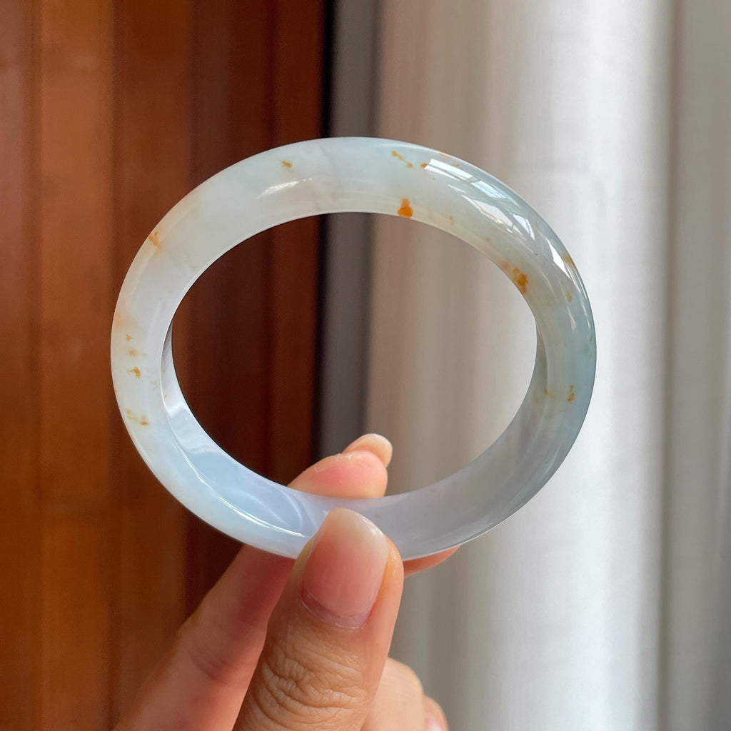 糯冰特色黄翡翡翠平安镯(56.5mm)（yc400240）