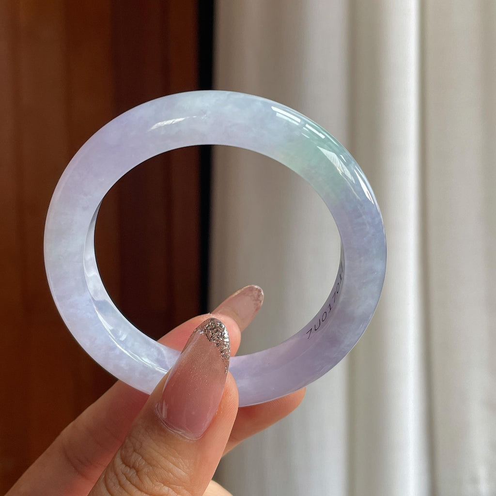 糯冰春彩翡翠平安镯（50.6mm）（yc354238）