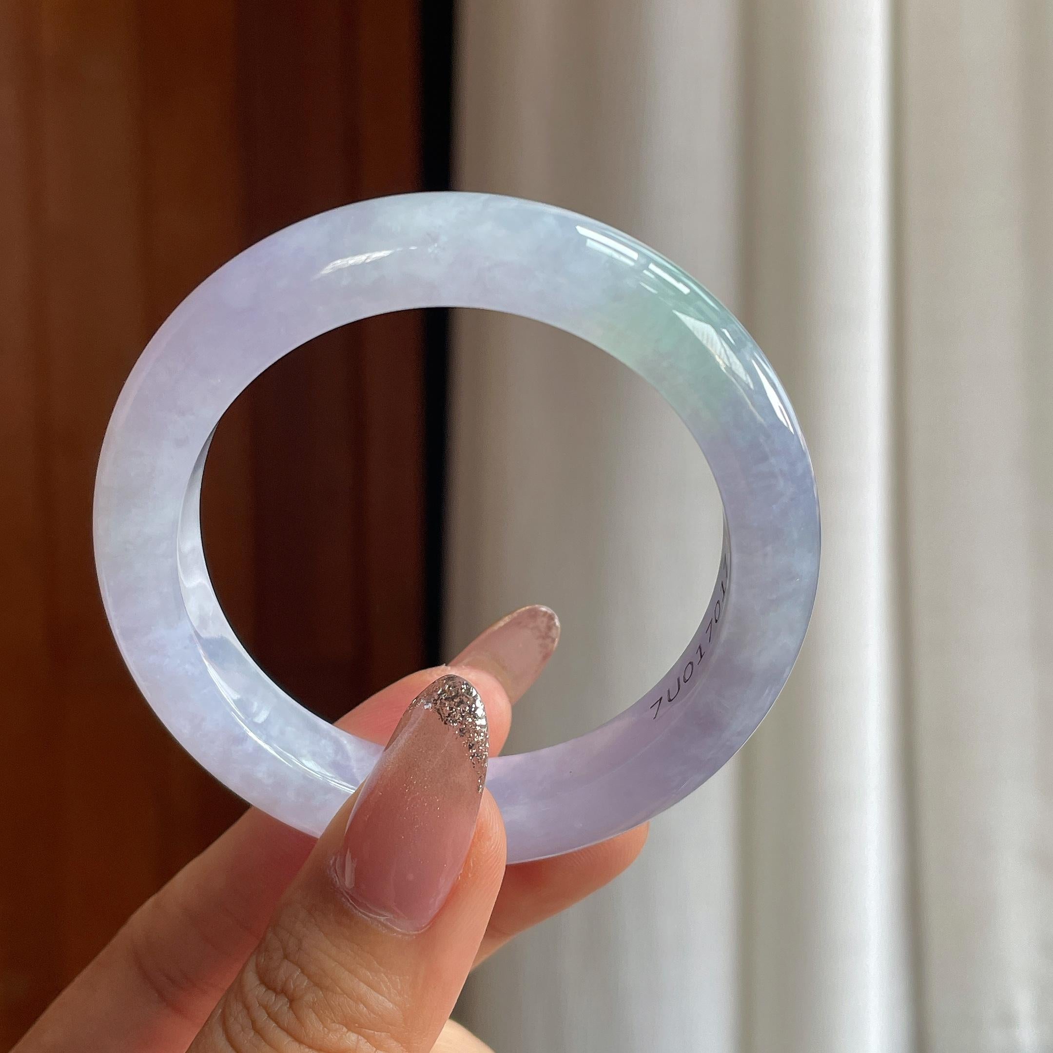 糯冰春彩翡翠平安镯（50.6mm）（yc354238）