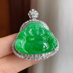 18k金镶糯冰满绿翡翠佛公（yc248488）