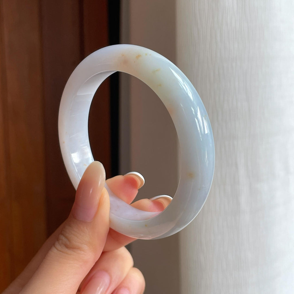 糯冰黄翡特色翡翠平安镯（54.4mm)（yc412140）