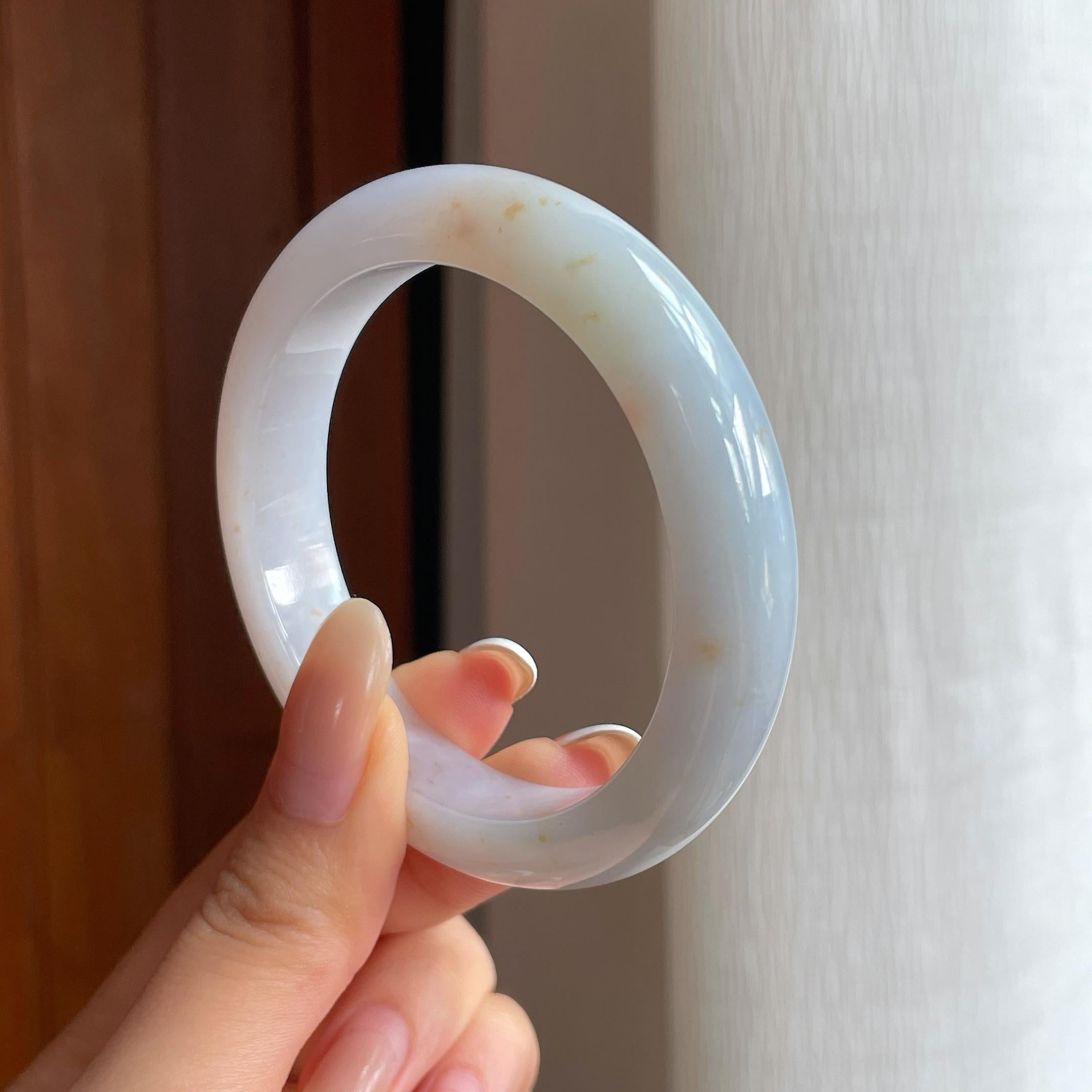 糯冰黄翡特色翡翠平安镯（54.4mm)（yc412140）