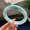 大圈口         细糯种飘花正圈平安镯58圈           天然缅甸A货翡翠（yc460685）