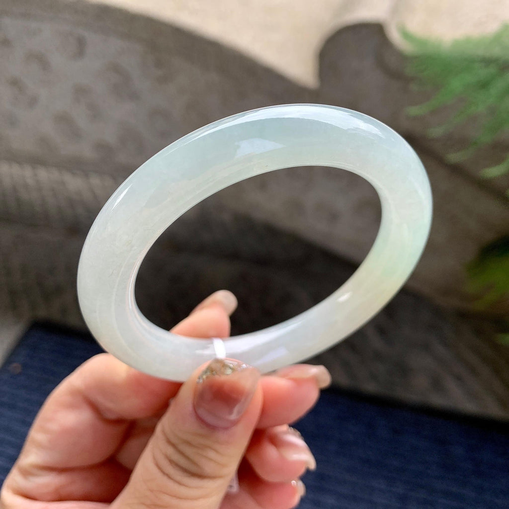 细糯种飘黄翡圆条手镯（53.7mm）（yc297182）