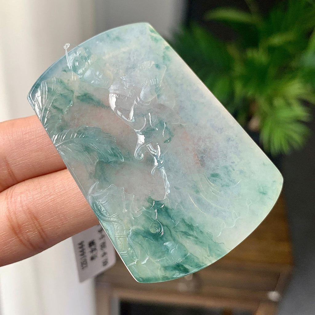 糯冰种飘花观音挂件（yc232451）
