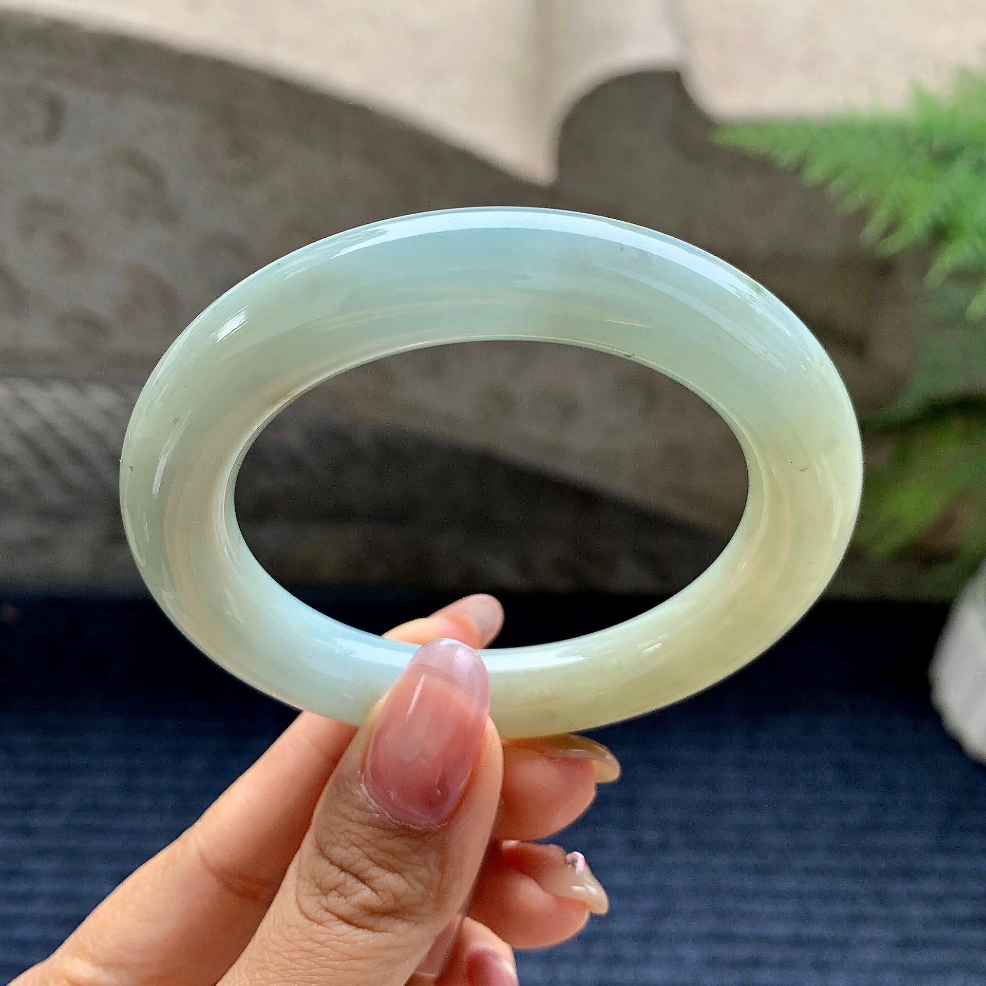 细糯种黄翡圆条手镯（53.8mm）（yc281530）