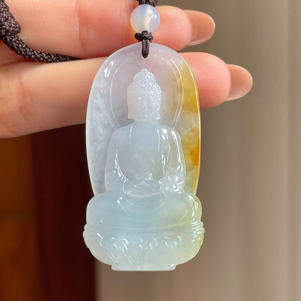 糯冰黄翡翡翠大日如来（yc377226）