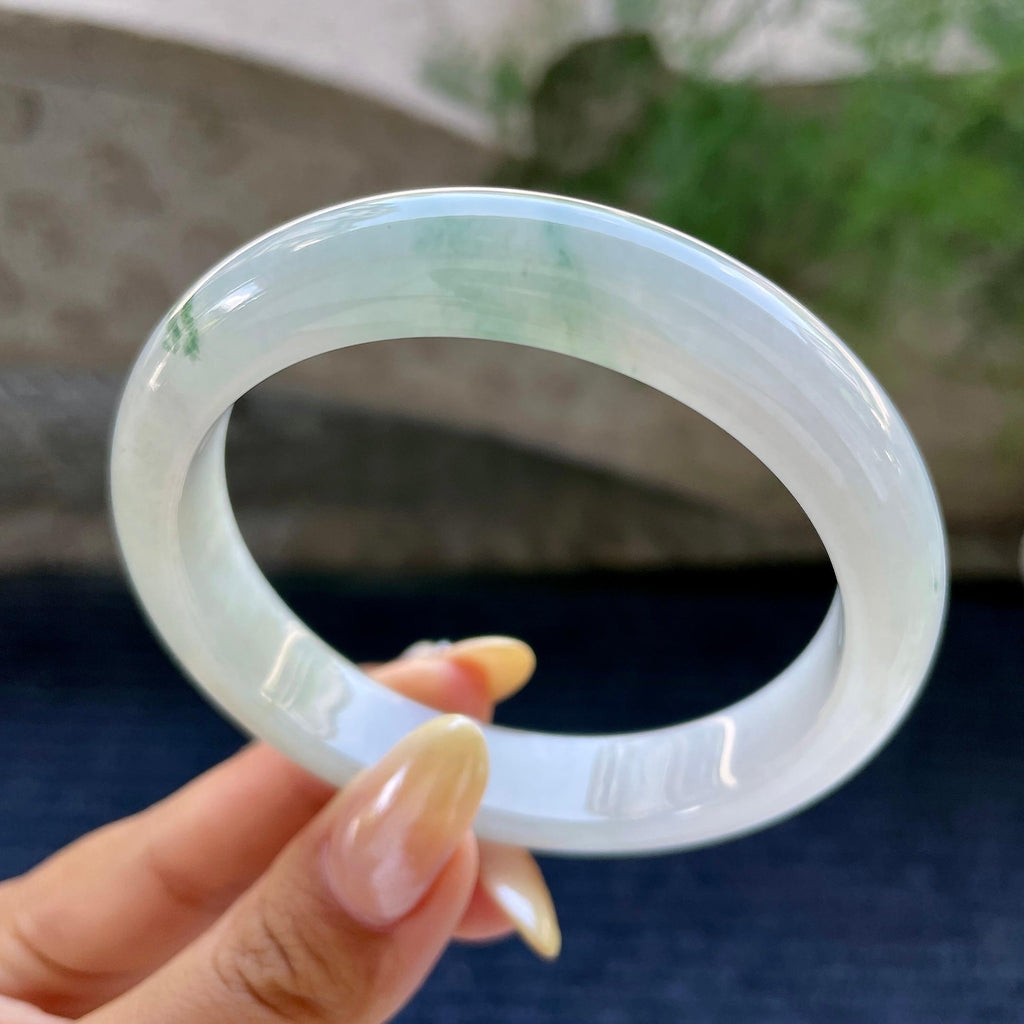 大圈口 细糯种飘花正圈平安镯60.1圈 天然缅甸A货翡翠（yc466828）