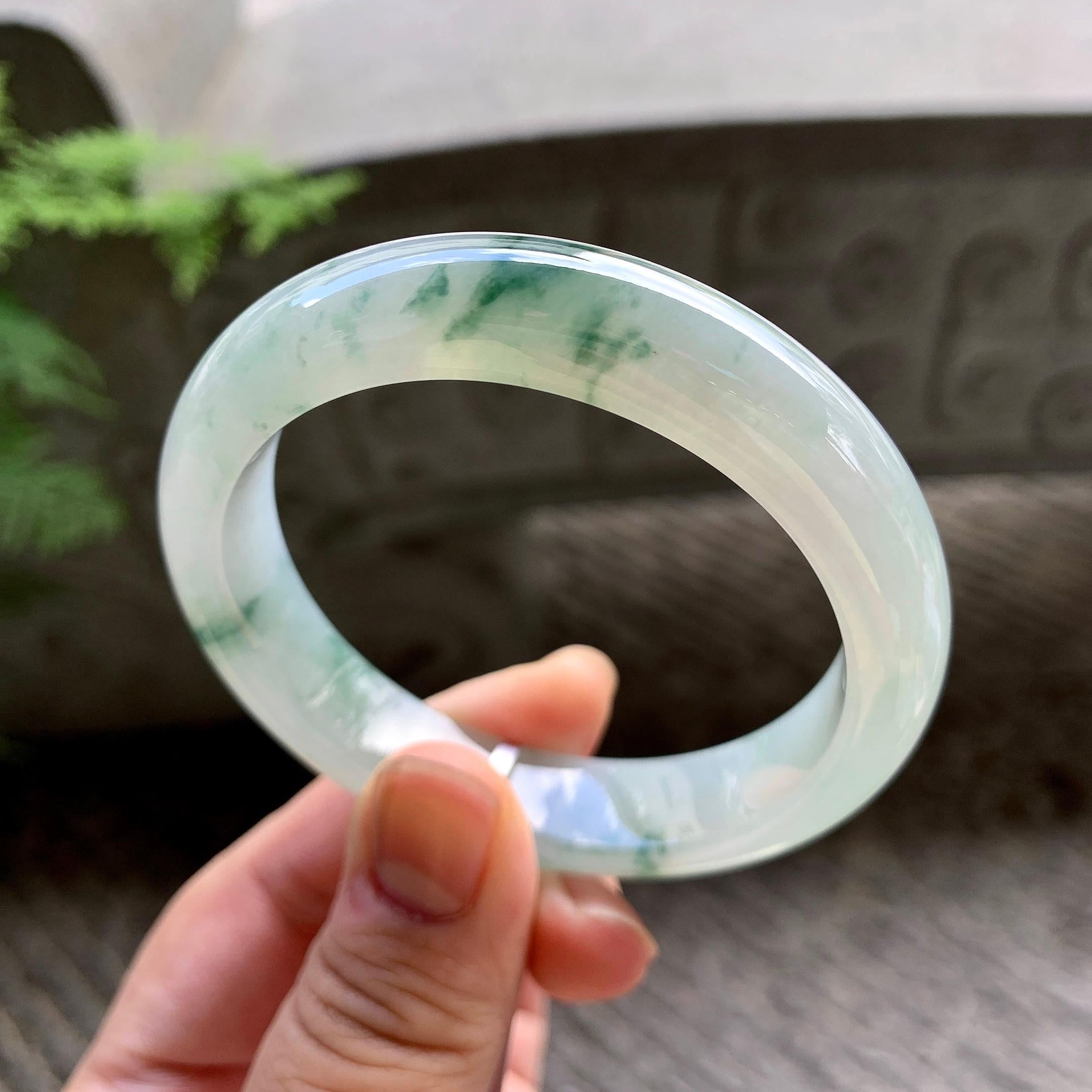 细糯种飘花平安镯（54mm）（yc202363）