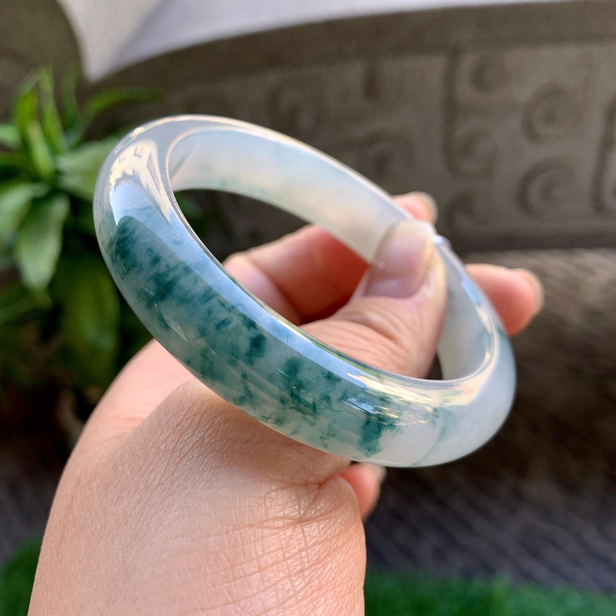 糯冰种飘花平安镯（55.6mm）（yc307322）
