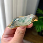 18K金钻镶糯冰种飘花随形贵妃手镯（活扣）（yc221441）
