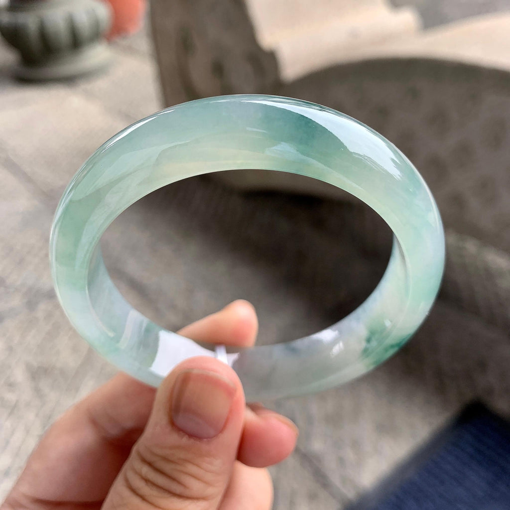 糯冰种飘花平安镯（56mm）（yc228513）