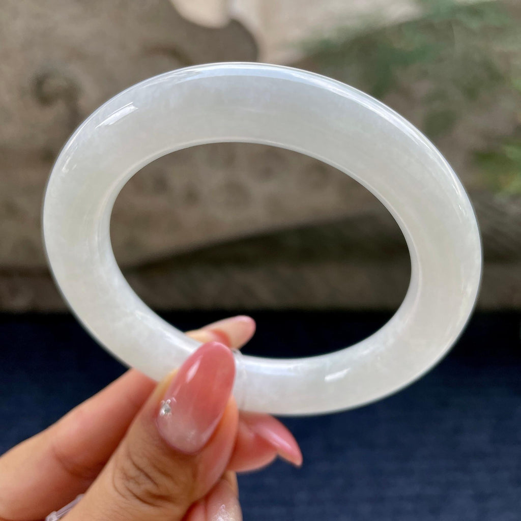 细糯种无色圆条手镯55.1圈      天然缅甸A货翡翠（yc424780）