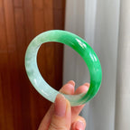 糯冰带色翡翠平安镯（53.8mm)（yc342188）