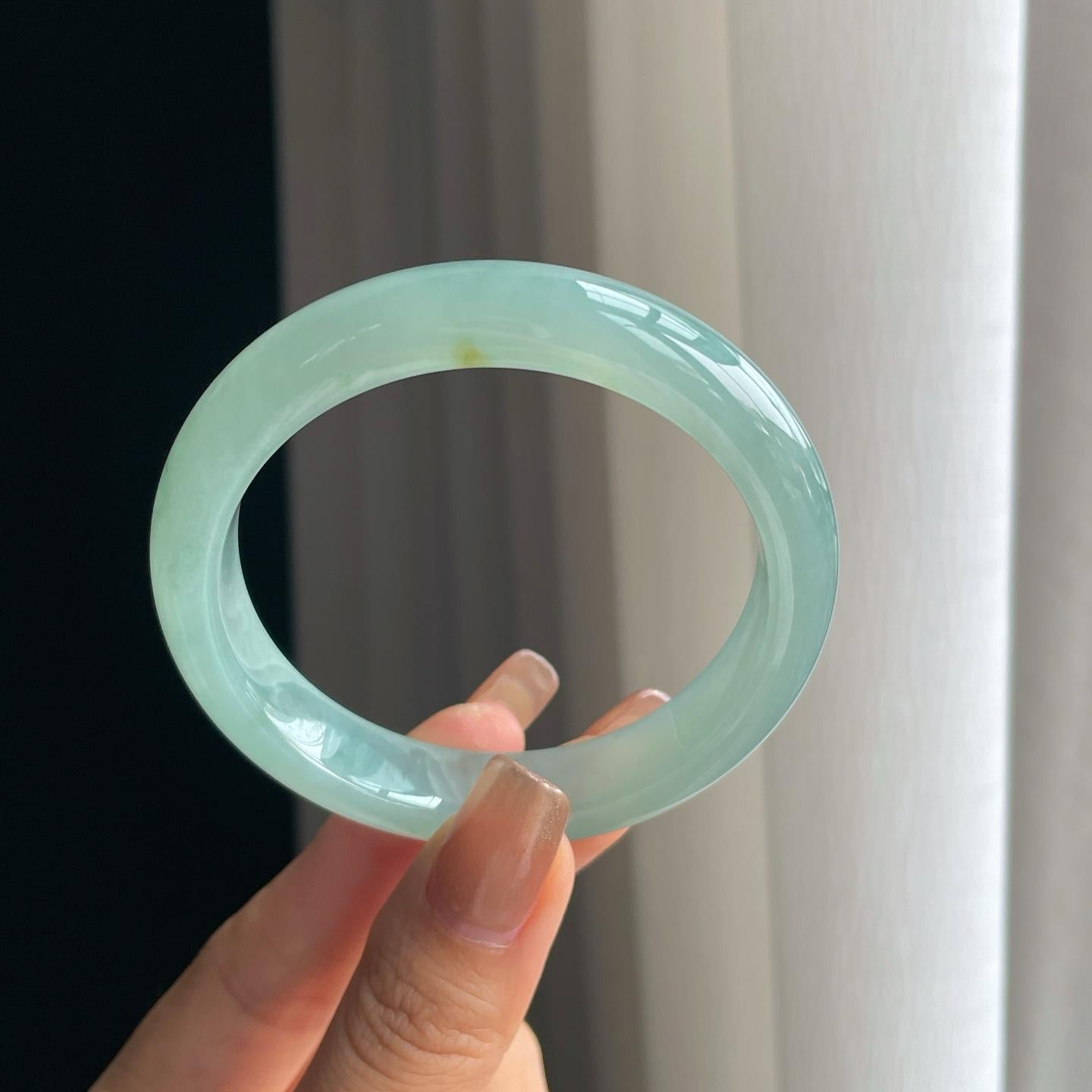 冰种晴底翡翠平安镯（56mm）（yc374779）