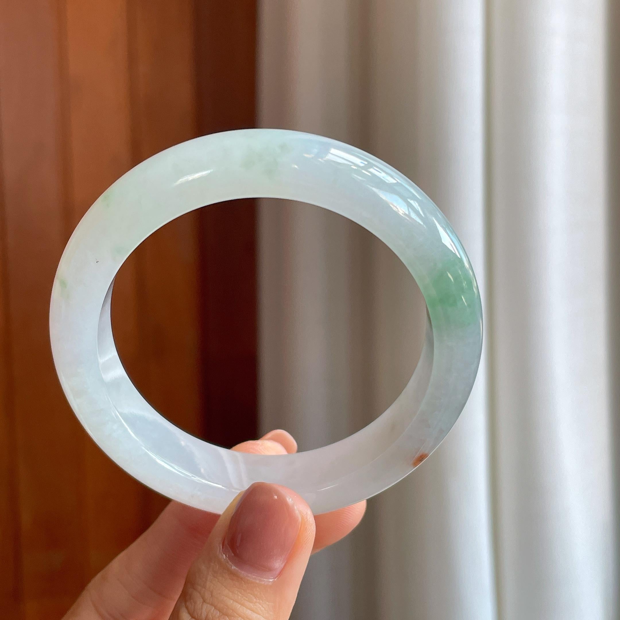 糯冰特色翡翠平安镯（55.5mm）（yc284567）