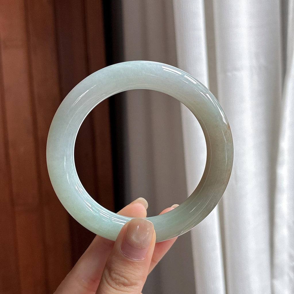 细糯种红翡特色圆条手镯 57圈 天然缅甸A货翡翠（yc484586）