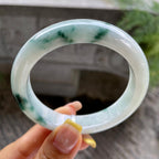 细糯种飘花正圈平安镯56.2圈         天然缅甸A货翡翠（yc389231）