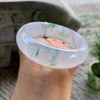 糯冰种飘花宽版轮胎手镯（58.7mm）（yc202334）
