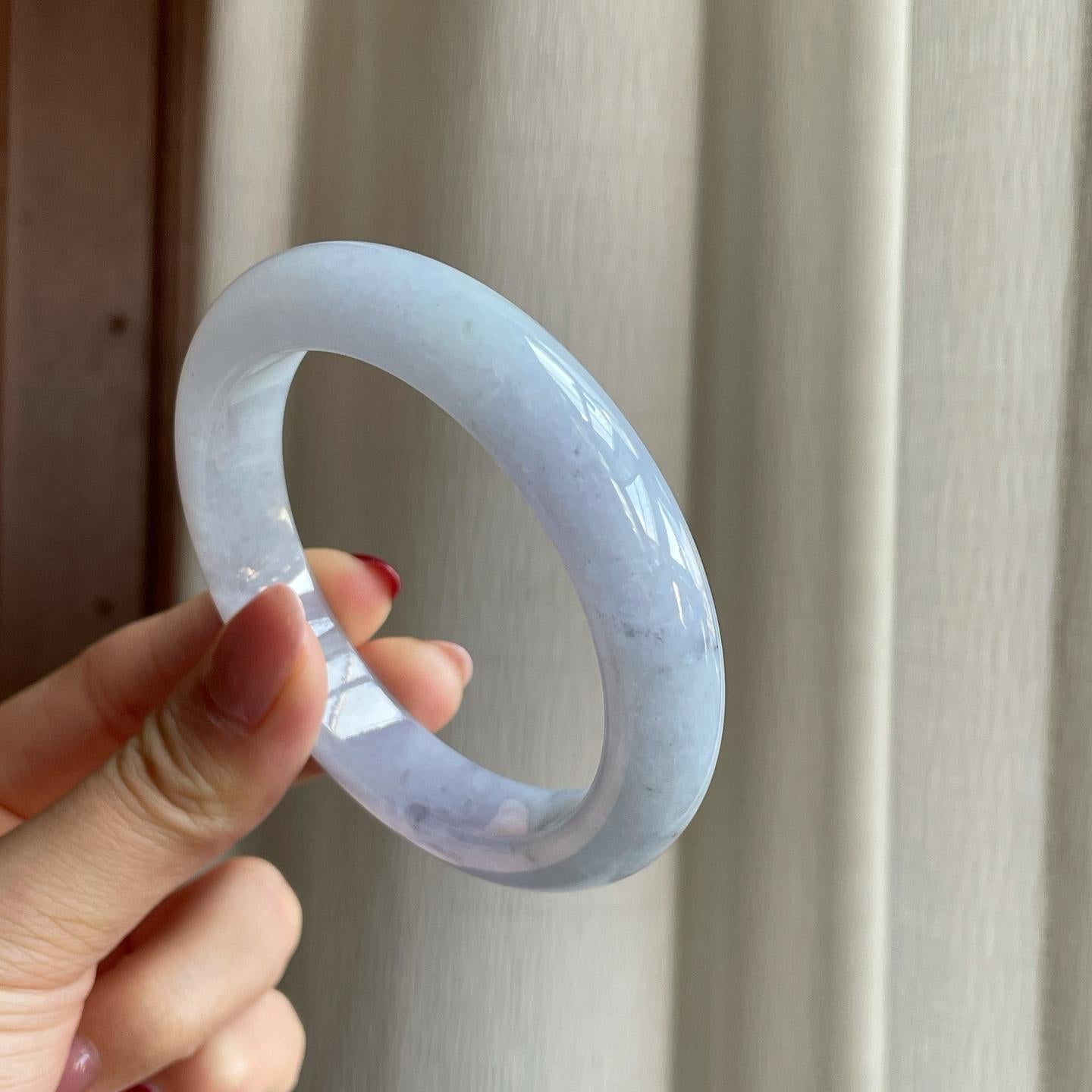 糯冰紫底带黄翡翡翠平安镯（58.2mm）（yc302426）