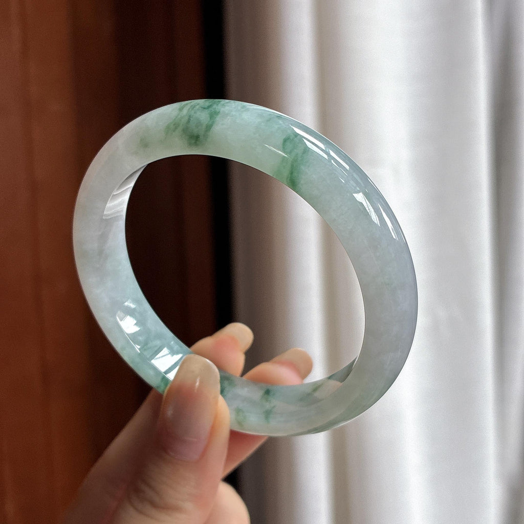 细糯种飘花正圈平安镯 55圈 天然缅甸A货翡翠（yc466247）