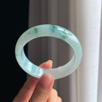 糯冰宽版飘花翡翠平安镯（58.5mm）（yc378054）