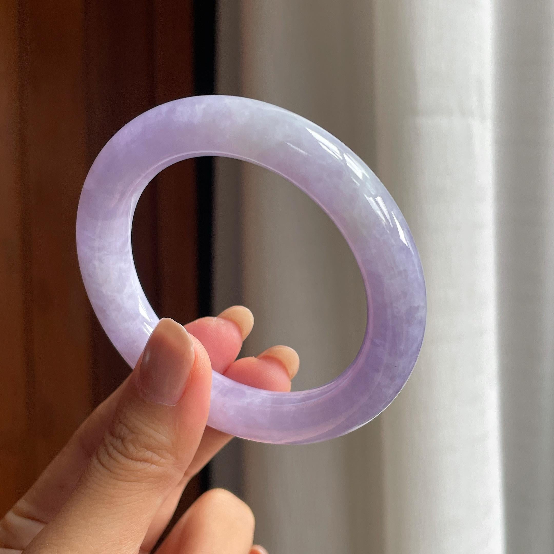 糯冰紫罗兰翡翠圆条手镯（54.6mm）（yc419568）