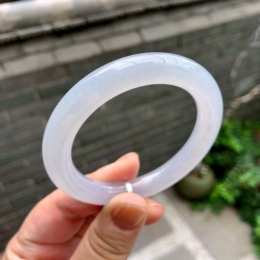 糯冰种淡紫罗兰圆条手镯（52.4mm）（yc262802）