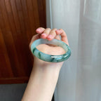 冰种飘花翡翠平安镯（58.8mm)（yc320874）
