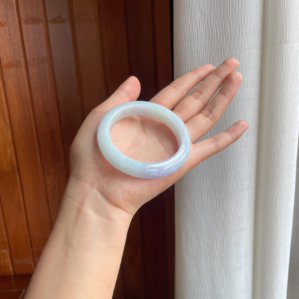 糯冰淡紫罗兰翡翠平安镯（54.2mm）（yc389577）